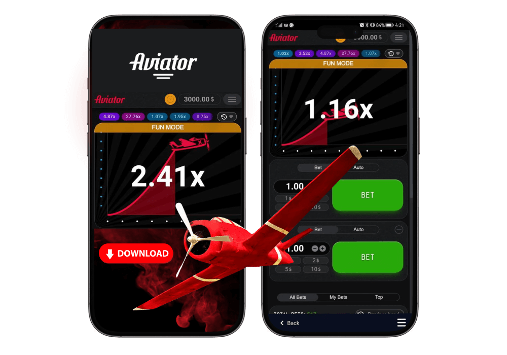 Aviator game on mobile and desktop