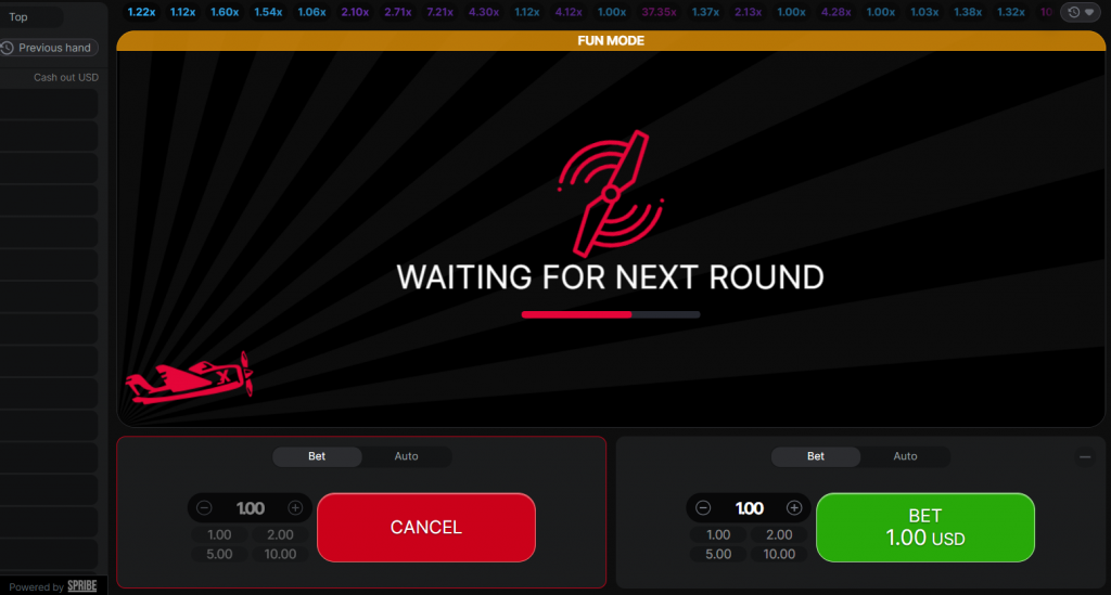 Aviator demo welcome screen