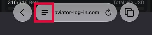 Safari toolbar — menu button (three lines) highlighted
