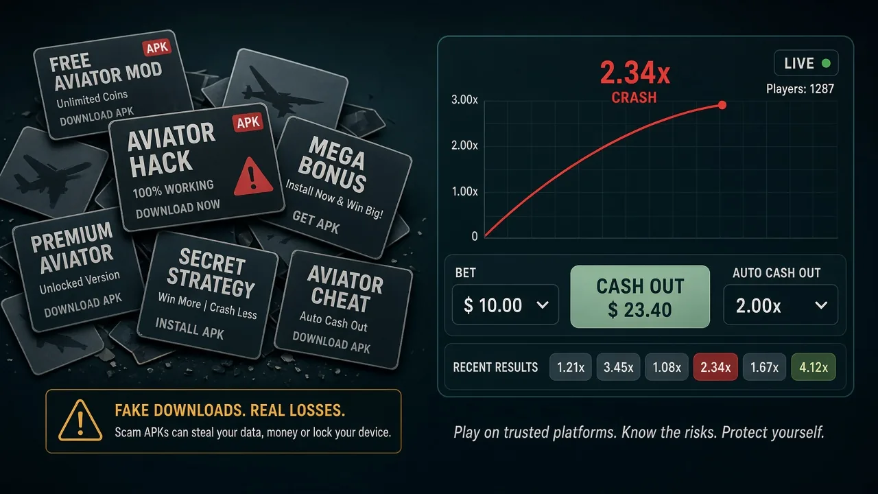Gefälschte BlogPay.com Aviator-Predictor-Downloadkarten und VIP-Unlock gegenüber dem echten Crashspiel auf einem Live-Casino-Bildschirm