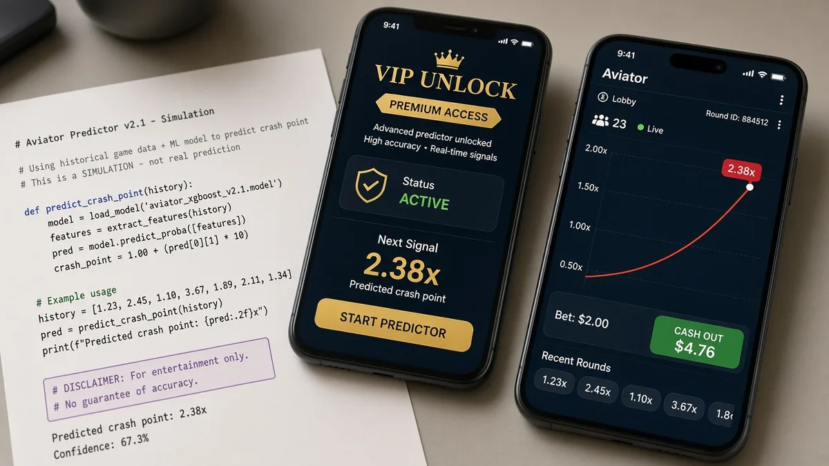 Gefälschter Aviator Predictor V12.0.5-Code-Dump und VIP-Freischaltung gegenüber dem echten Crashspiel auf einem Live-Casino-Bildschirm