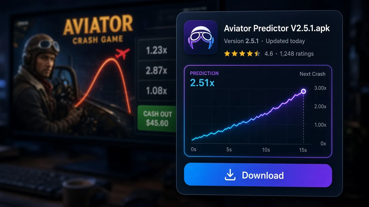 Gefälschte Aviator Predictor V2.5.1 APK-Download-Karte versus das echte Crash-Spiel auf einem Live-Casino-Bildschirm