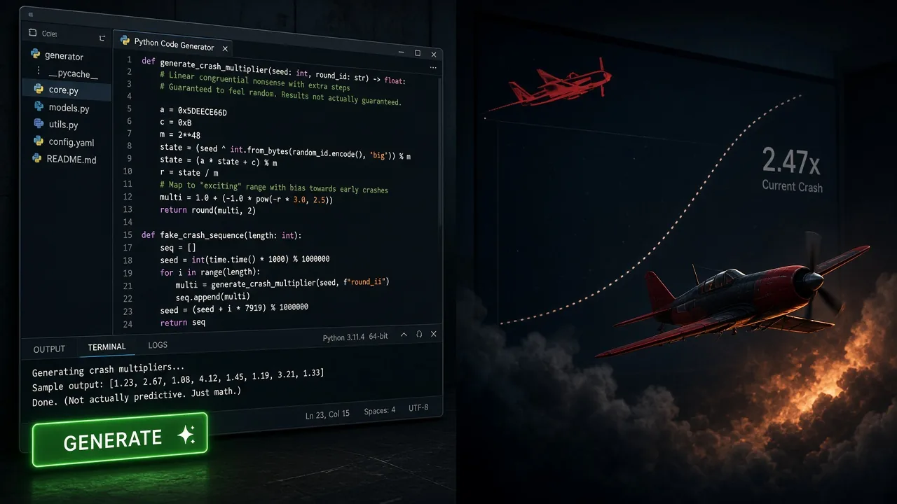 Aviator Python Code Generator: nega bu soxta