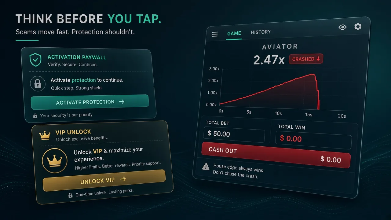 Fake Aviator-Predictor-V12.0.5-Lizenzkeys und Paywall-Chat versus echtes Crashspiel auf einem Casino-Screen