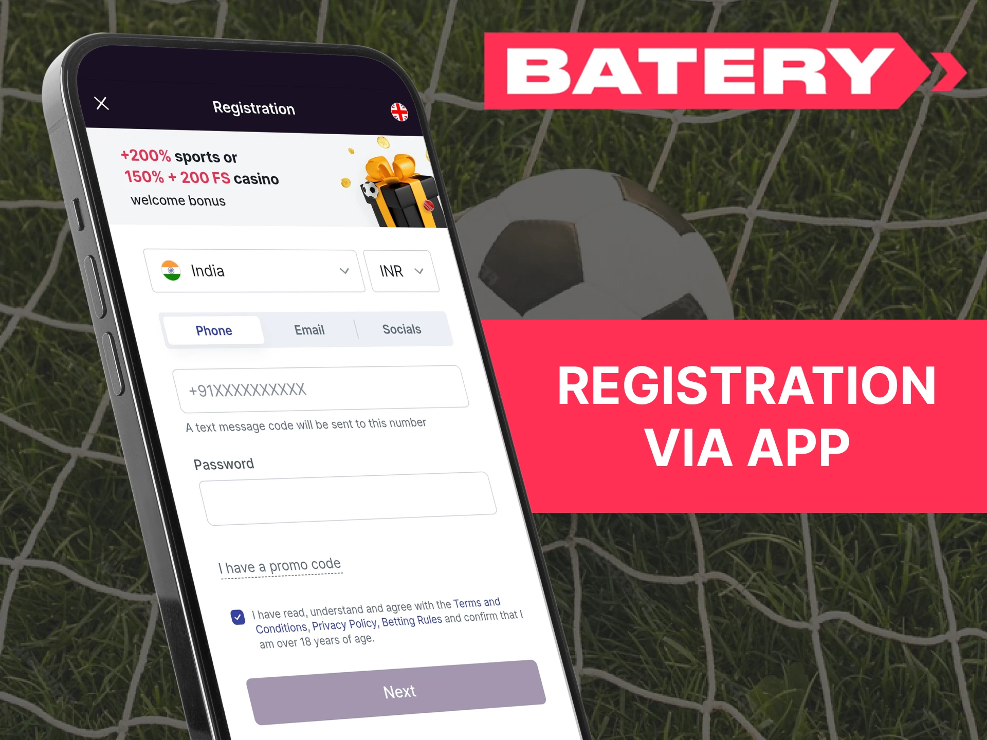 Battery Casino Android-Registrierungsablauf