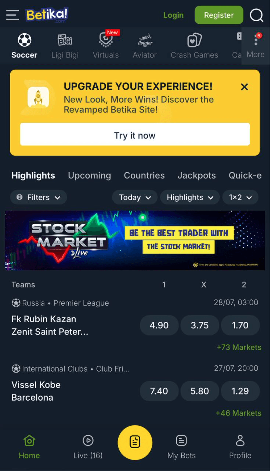 Betika Aviator account setup screen