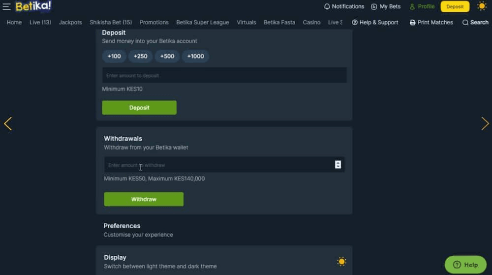 Betika deposit guide screen