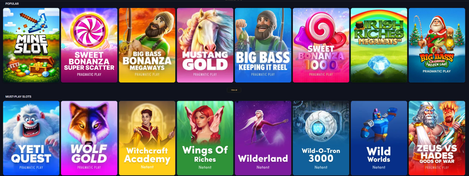 Jack-Pot casino games lobby