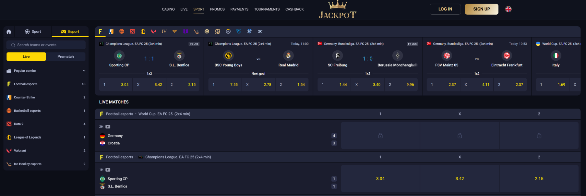 Jack-Pot live casino and sportsbook